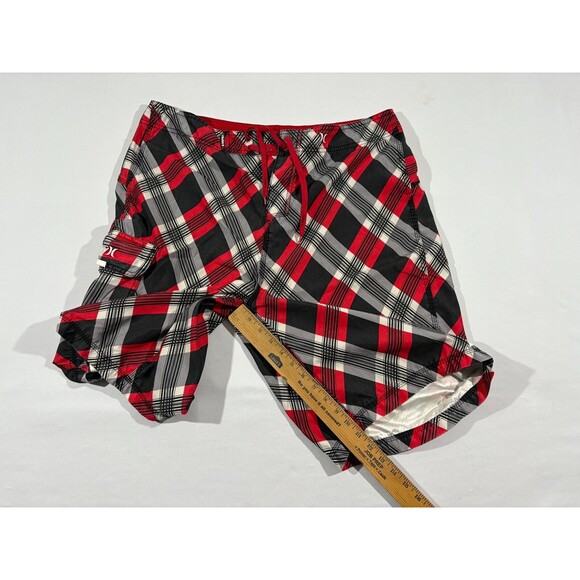 Hurley Mens Red Plaid San Juan Boardshorts Trunks Drawstring Swimwear Sz 36 - Picture 7 of 12